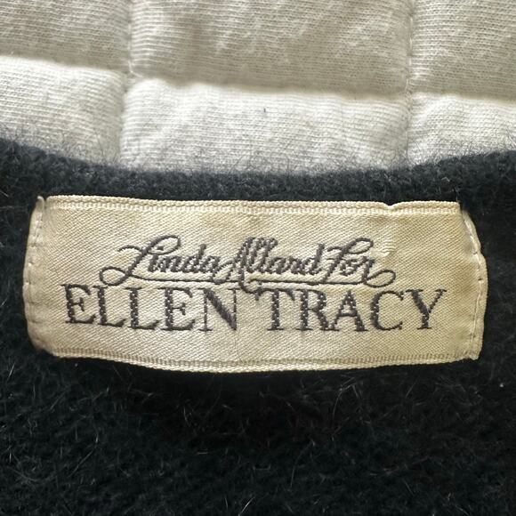 Vintage ELLEN TRACY Sweater Womens P *XS/S Black Angora Wool Blend Beaded Retro - Picture 6 of 9
